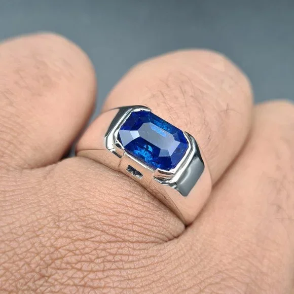 Mens Sapphire Ring Natural Royal Blue Ceylon Sri lanka sapphire Rings handmade
